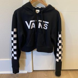 Vans Cropped Black Checkered Zip up hoodie size XS